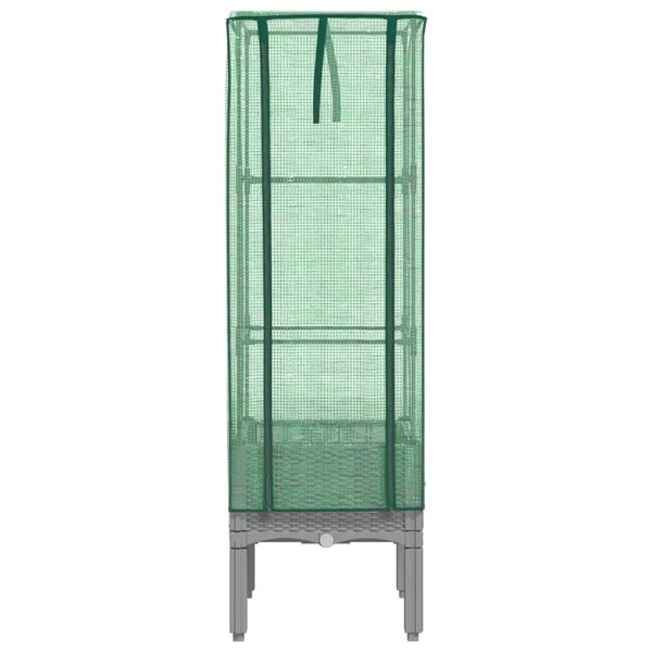 vidaXL Raised Bed Light Grey Polypropylene, Iron, Polyethylene Compact