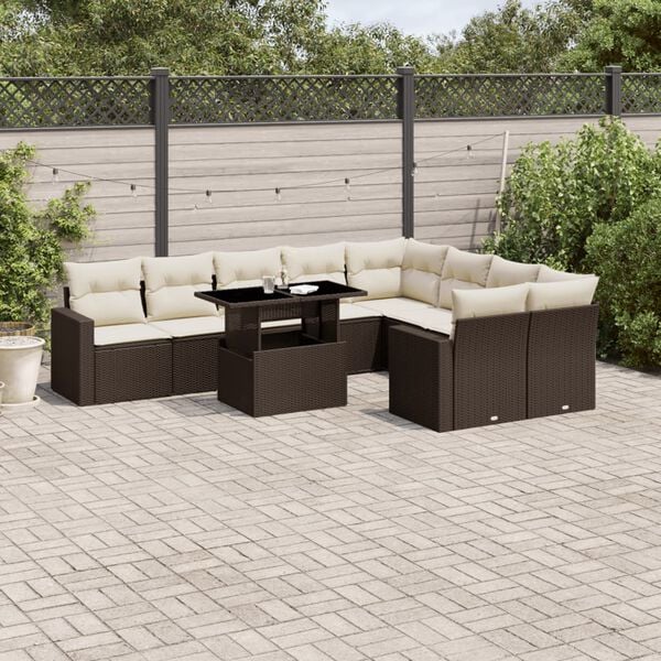 vidaXL Garden Sofa Set Brown and Cream White