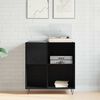 vidaXL Record Cabinet with Shelf Black Oak 33.46 x 14.96 x 35.04 in