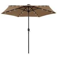 vidaXL Parasol with LED Lights and Aluminum Pole 106.3" Taupe