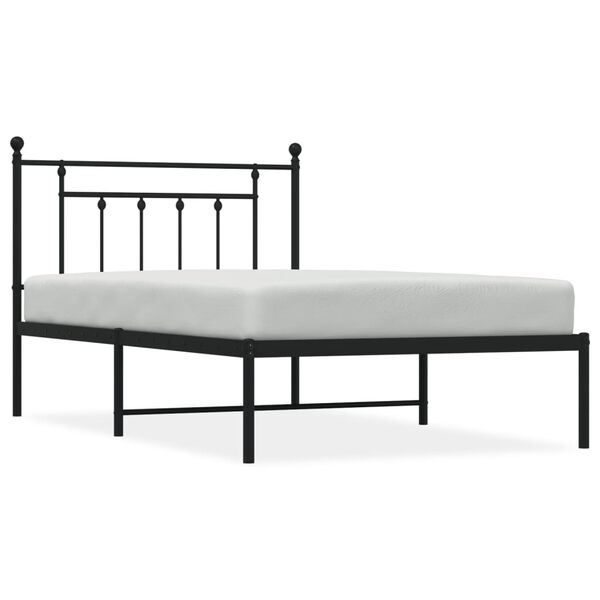 vidaXL Bed Frame Black Powder-Coated Steel 42.1 x 80.0 in Bed Frame
