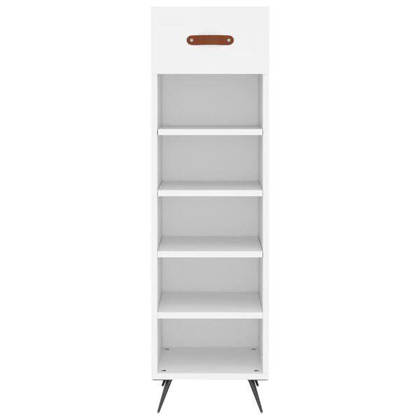 vidaXL Shoe Cabinet White Engineered wood, iron, faux leather