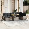 vidaXL Garden Sofa Set Grey PE rattan Large Adjustable Armrests