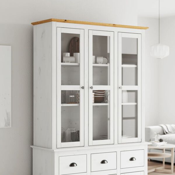 vidaXL Cabinet With Glass Doors White and Brown