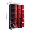 vidaXL Locker Cabinet Anthracite and Red Steel Large Locks