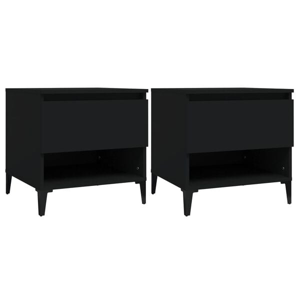 vidaXL Side Table Set of 2 Black Engineered wood, metal Small