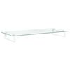 vidaXL Monitor Stand White 31.5"x13.8"x3.1" Tempered Glass and Metal