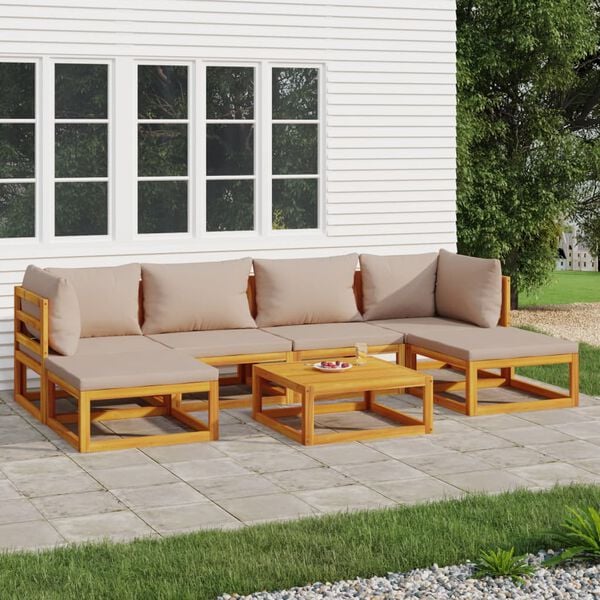 vidaXL Garden Lounge Set Taupe Solid Acacia Wood, 100% Polyester