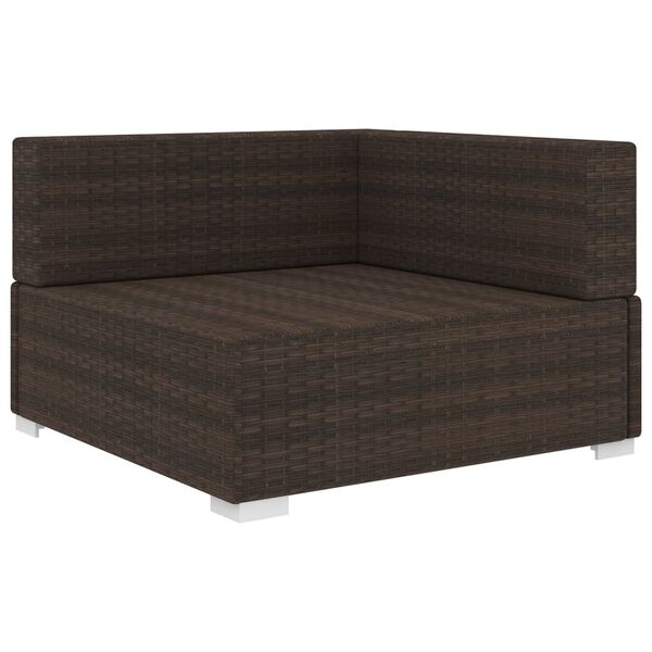 vidaXL Corner Seat Brown PE Rattan, Polyester, Powder-Coated Steel Medium