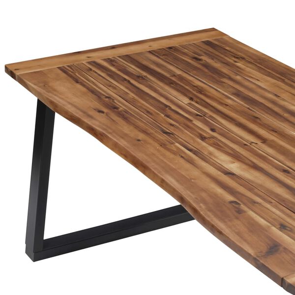 vidaXL Dining Table Brown and Black Solid acacia wood 70.9 x 35.4 in