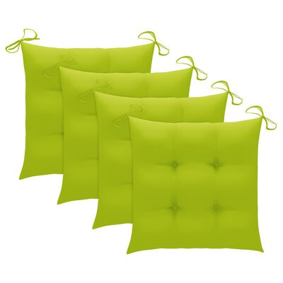 vidaXL Patio Chairs 4 pcs with Bright Green Cushions Solid Teak Wood