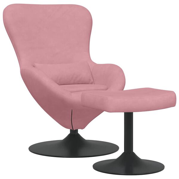 vidaXL Egg Chair with Footstool Pink 24.80 x 28.74 x 35.43 in Velvet