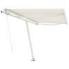 vidaXL Retractable Awning Cream Aluminum, Polyester with PU coating
