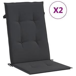 vidaXL Highback Chair Cushion Set of 2 Black 100% polyester
