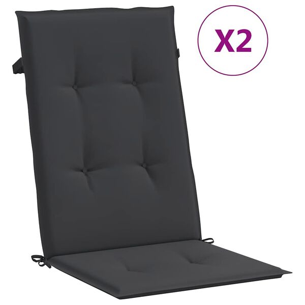 vidaXL Highback Chair Cushion Set of 2 Black 100% polyester