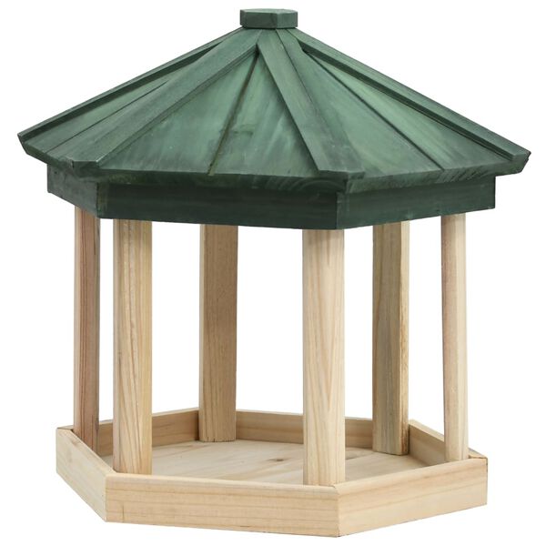 vidaXL Bird Feeder Natural Wood Solid firwood 13 x 11.8 in Durable