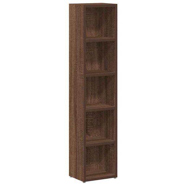 vidaXL CD Cabinet Set of 2 Brown Oak Engineered Wood 8.3 x 6.3 x 36.8 in