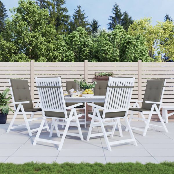 vidaXL Highback Chair Cushion Set of 6 Melange dark grey 100% polyester