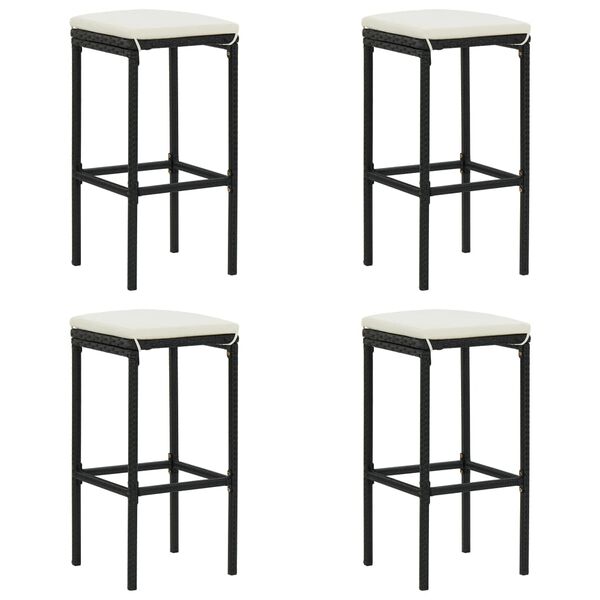 vidaXL Garden Bar Set Black PE rattan, powder-coated steel, polyester