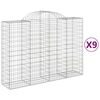 vidaXL Gabion Basket Set of 9 Silver Galvanized Iron Large