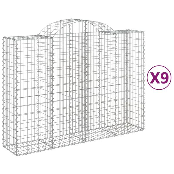 vidaXL Gabion Basket Set of 9 Silver Galvanized Iron Large