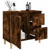 vidaXL Bathroom Cabinet Smoked oak Engineered wood, Solid eucalyptus wood