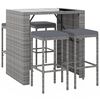 vidaXL Garden Bar Set Grey PE Rattan, Powder-Coated Steel, Tempered Glass