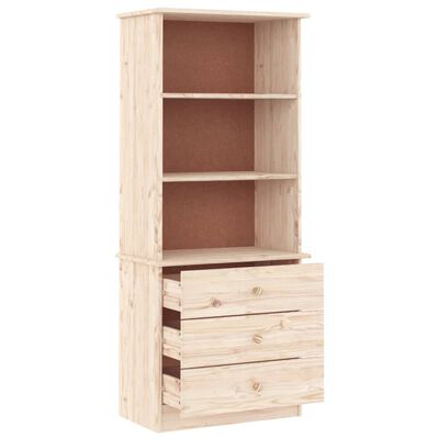 vidaXL Bookcase with Drawers ALTA 23.6"x13.8"x55.9" Solid Wood Pine