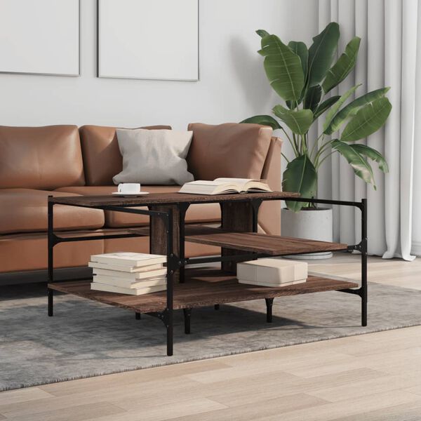 vidaXL Coffee Table Brown Oak Engineered wood, powder-coated steel Medium