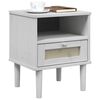 vidaXL Bedside Cabinet White Solid pine wood, engineered wood, poly rattan