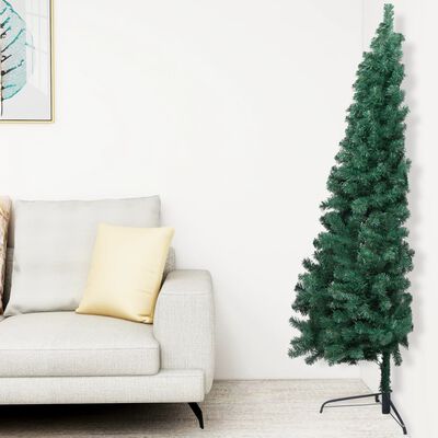vidaXL Artificial Half Christmas Tree with Stand Green 70.9" PVC