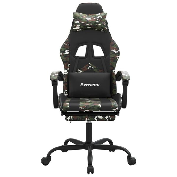 vidaXL Gaming Chair with Footrest Black and Camouflage Faux Leather