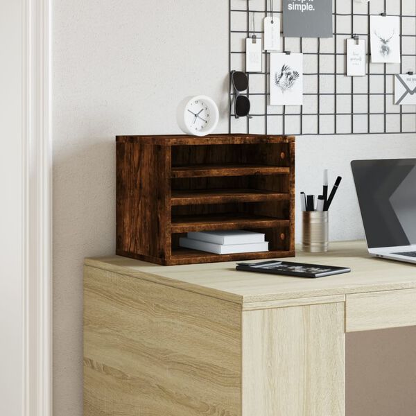 vidaXL Desk Organiser Smoked Oak 14.2x10.2x11.6" Engineered wood