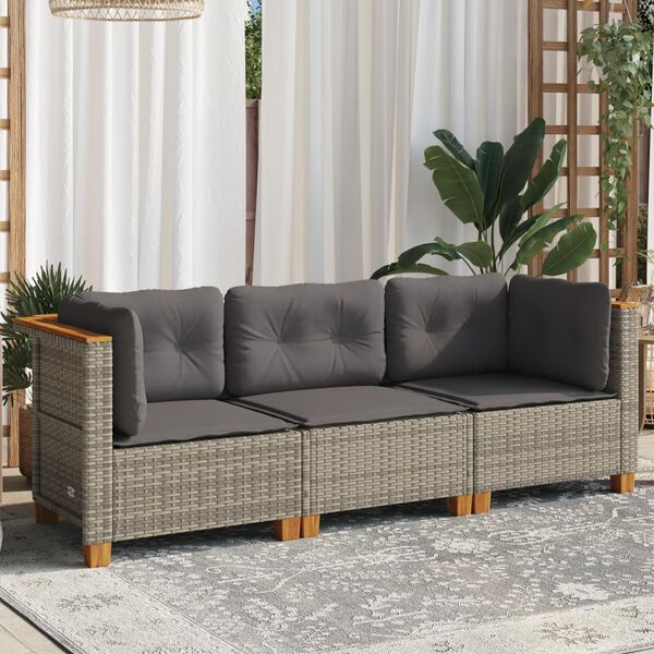 vidaXL Garden Sofa Set of 3 Grey
