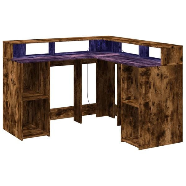vidaXL Desk Smoked oak Engineered wood Compact Corner Desk Modern