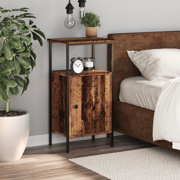 vidaXL Bedside Cabinet Old wood Engineered wood, metal 16.1x12.2x31.5 in