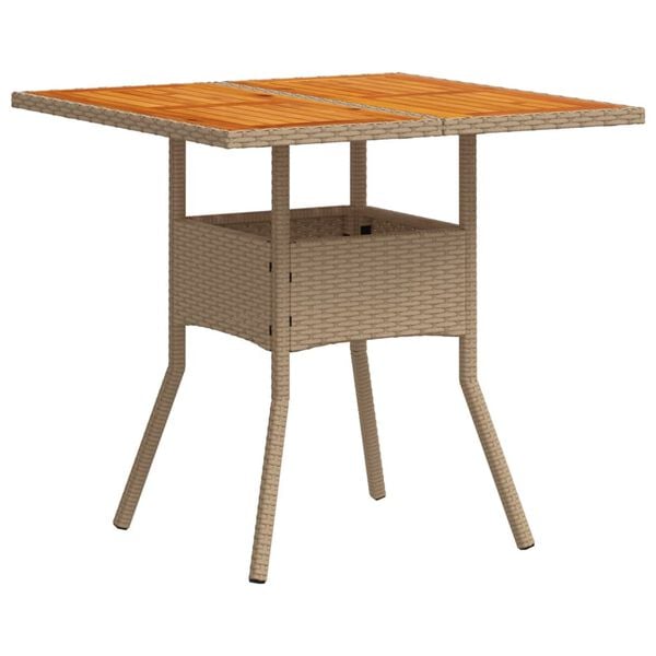 vidaXL Garden Table Beige PE rattan 31.5 x 31.5 in