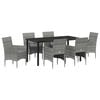 vidaXL Garden Dining Set with Cushion 7 pcs Grey Poly Rattan
