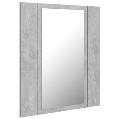 vidaXL LED Bathroom Mirror Cabinet Concrete Gray 15.7"x4.7"x17.7" Acrylic
