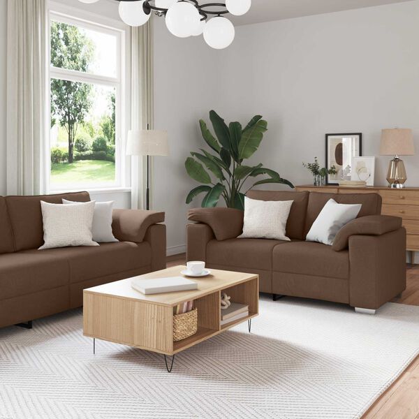 vidaXL Sofa Set 2 pcs Brown 219 x 77 x 82 cm fabric