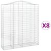 vidaXL Gabion Basket Set of 8 Silver Galvanized Iron Large Durable