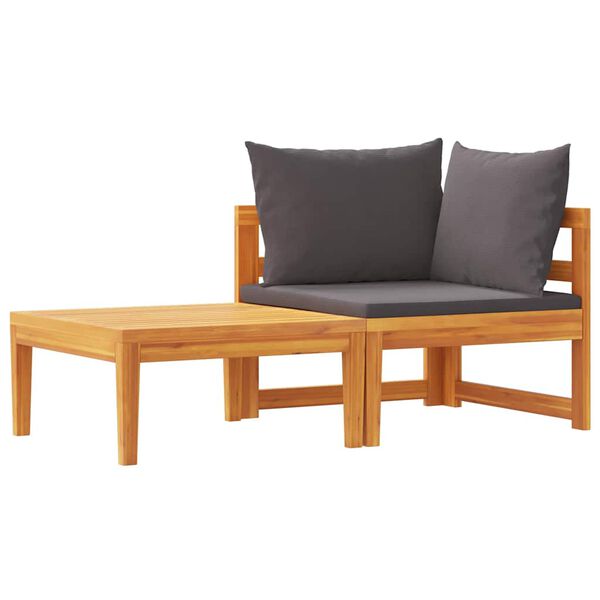 vidaXL Garden Lounge Set Dark grey, Natural wood