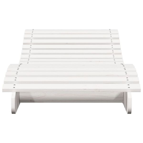 vidaXL Sun Lounger White Solid pine wood 80.7x27.6x12.4 in Ergonomic