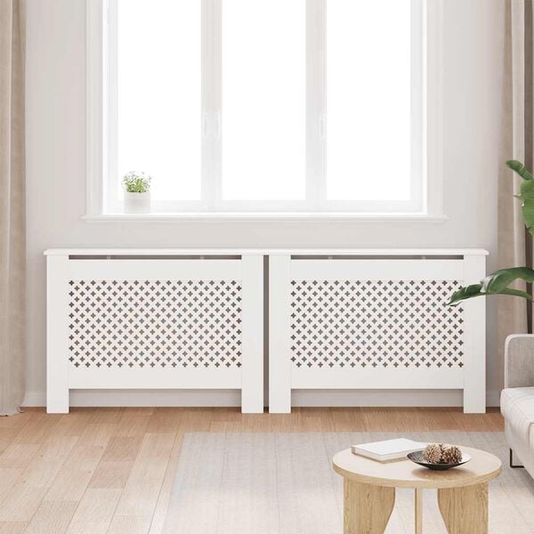 vidaXL Radiator Covers 2 pcs White 44.1"x7.5"x32.1" MDF