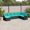 vidaXL 8 Piece Patio Sofa Set with Cushions Black Poly Rattan