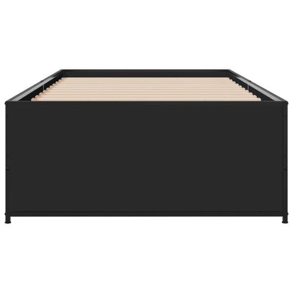vidaXL Bed Frame Black Engineered wood and metal Small Single Durable