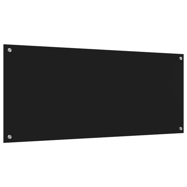 vidaXL Kitchen Backsplash Black 47.24 x 19.69 x 0.24 in Tempered Glass