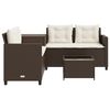 vidaXL Patio Sofa with Table and Cushions L-Shaped Brown Poly Rattan