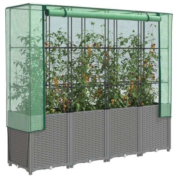 vidaXL Raised Bed Light grey Polypropylene 63.0 x 15.7 x 60.2 in