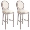 vidaXL Bar Chair Set of 2 Cream white Linen upholstery, solid wood frame